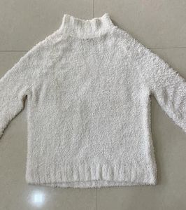 MAX Fluffy White Turtleneck Sweater