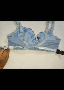 Blue Embroidered Floral Bra