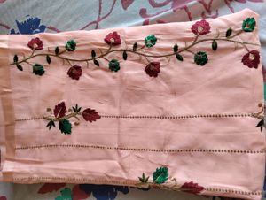 Embroided Peach Suit Fabric