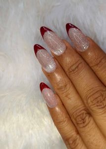 Red French cat eyes Nails
