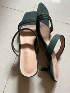 Green heel sandals