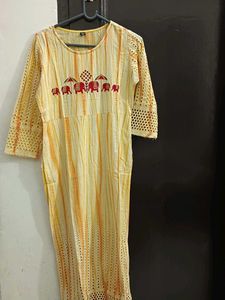 Elegant Yellow Elephant Print Kurta