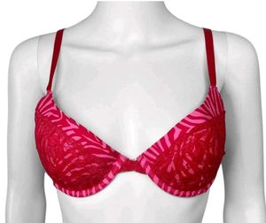 Red & Pink Animal Print Bra