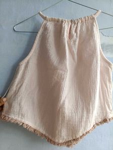 Boho cute crop hapter neck top