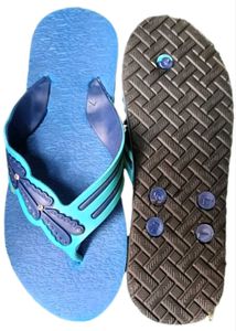 Blue Flip Flops with Embellishment
