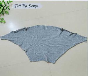 Grey Embroidered Sleeve Sweater top