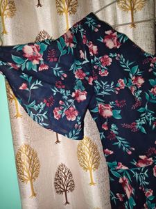 Navy Floral Off-Shoulder Dress