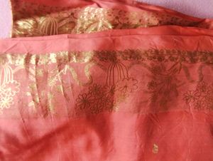 Elegant Silk Saree with Gold Print