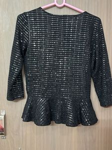Sparkling Black Peplum Top for Medium &amp;large