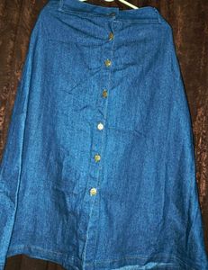 Classic Blue Denim A-Line Skirt