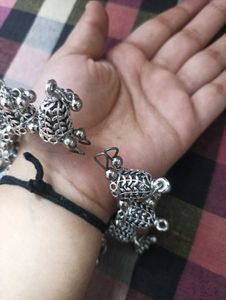 oxidized silver Jhumka kadas