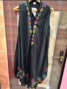 Black Kurta with Colorful Embroidery
