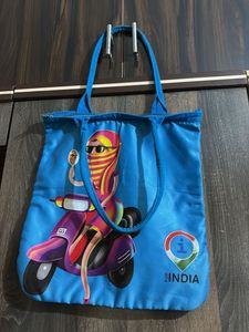 Unique Blue "i for India" Tote Bag