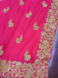 Vibrant Pink Embroidered Saree