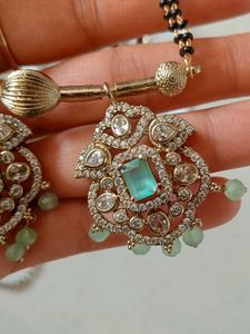 ad diamond mangalsutra with chain Kundan Necklace