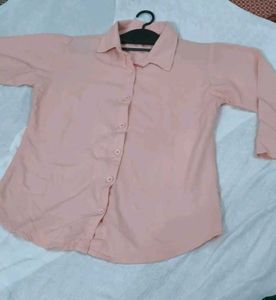 Classic Pink Button-Up Shirt For Women
