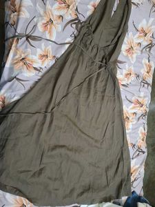 Elegant Brown Halter Neck Dress