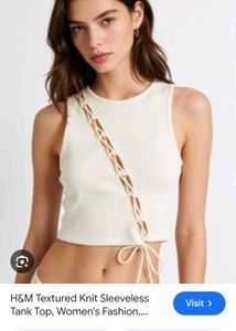Cream Lace-Up Cut-Out Tank Top