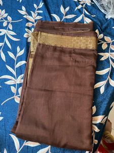Elegant Brown Saree with Golden Border