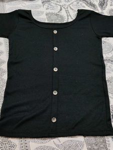 Black Button-Up Top