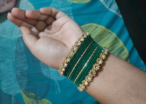 Green Kundan Bangles(pack of 26)