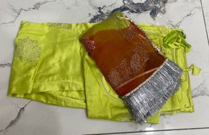 parrot green rajputi poshak with pure odhni