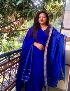 Royal Blue Dupatta with Embellished Border