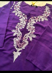 Beautiful Purple Embroidered Kurta Set
