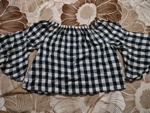 Buttoned Checked Top