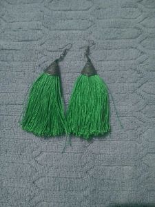 Vibrant Green Tassel Earrings