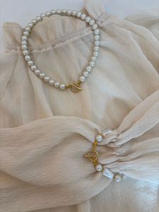 Elegant Pearl Necklace &amp; Bracelet Set