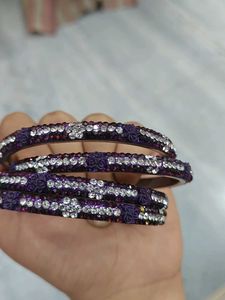 Purple &amp; Silver Crystal Bangles
