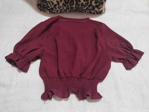 Cute Maroon Ruffle Co-ord Set ♥️🍒