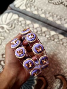 Sparkling Purple &amp; Pearl Bangles