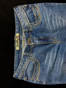 Vintage Rhinestone Blue Wash Bootcut Jeans