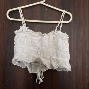 Ruched Tie-Front Crop Top