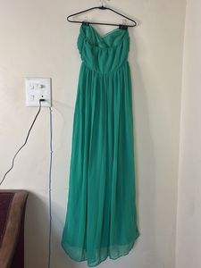 Elegant Green Strapless Maxi Dress