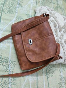 Brown Faux Leather Crossbody Bag