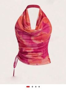 Tie-Dye Halter Top black less