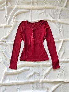 Blood Red Ribbed Top