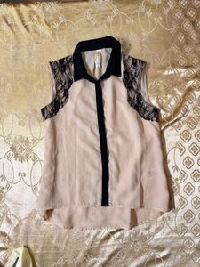 🖤🤍 Dressberry Lace Detail Sleeveless Blouse
