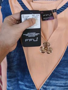 Peach Kurta with Blue Tie-Dye Shrug