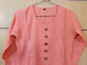Pure cotton Peach Button-Down Kurta