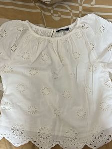 Elegant White Broderie Anglaise Top