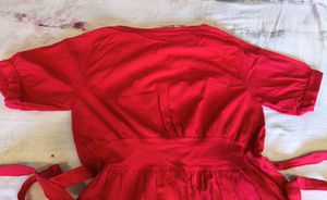 Cherry Red  Dress Soft Cotton Flowy &amp; Feminine