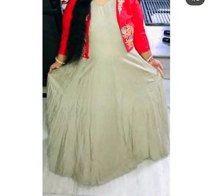 Ethnic Long Gown With Floral Deattachable Jacket