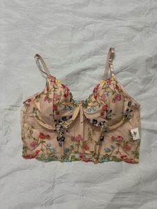 Floral Embroidered Corset Bra