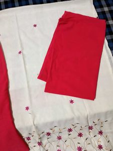 Unstitched Georgette Floral Embroidered Suit