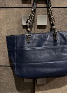 Coach Navy Leather Tote Bag