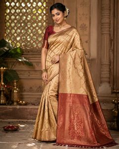 Elegant Golden Silk Saree